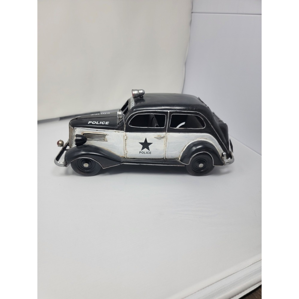 Contemporary Home Living 1930's Style Police Car Decoration - 13.5" - White and